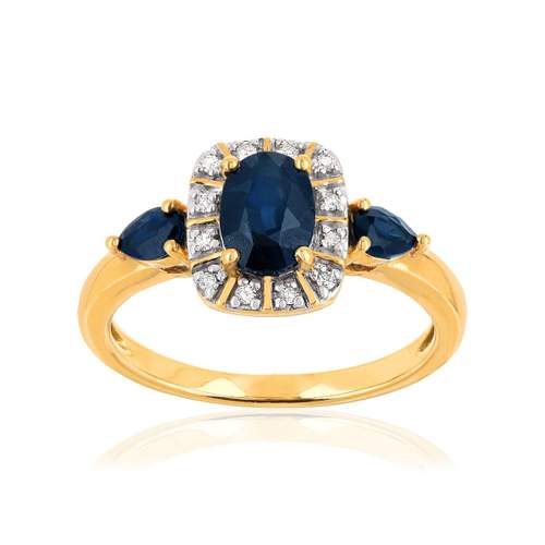 Bague or 750 2 tons saphirs et diamants
