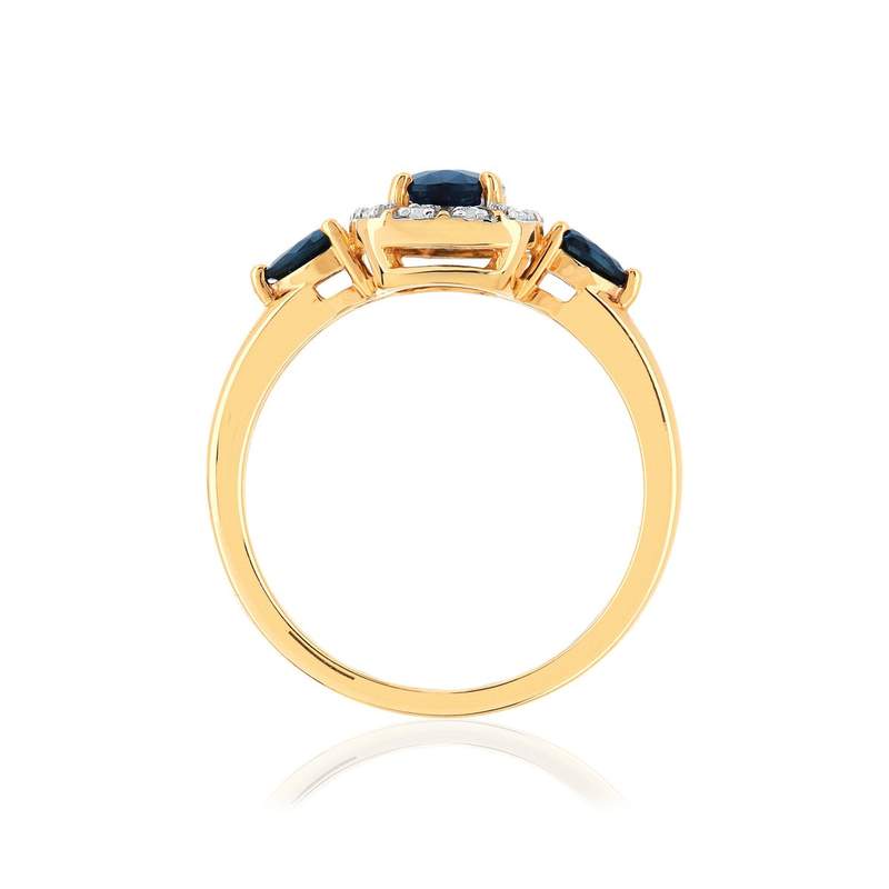 Bague or 750 2 tons saphirs et diamants - vue 2