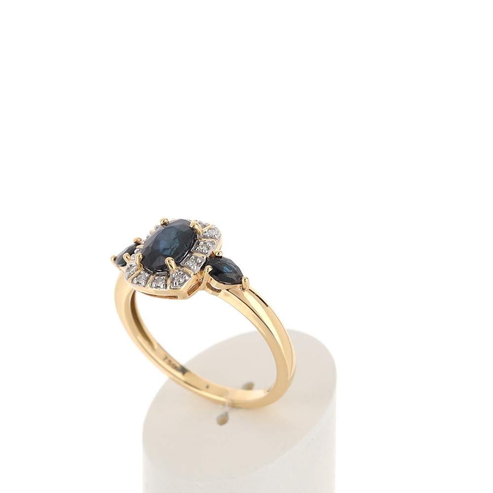 Bague or 750 2 tons saphirs et diamants - vue 3