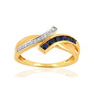Bague or 750 2 tons saphir et diamant