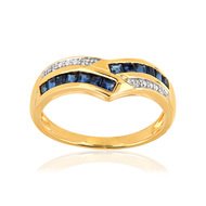 Bague or 750 2 tons saphir et diamant