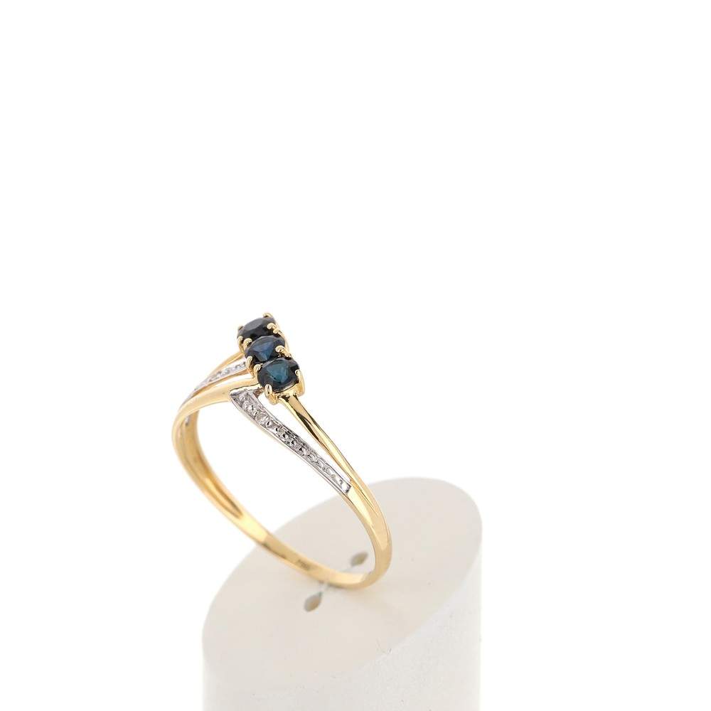 Bague or 750 2 tons ajourée saphirs et diamants - vue 4