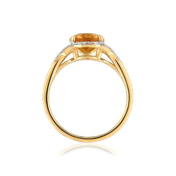 Bague or 750 2 tons ovale citrine et diamants