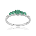 Bague or blanc 750 émeraude diamant - vue 1