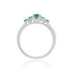 Bague or blanc 750 émeraude diamant - vue 2