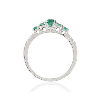 750 witgouden smaragd diamanten ring