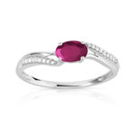 Bague or 750 blanc rubis ovale et diamants - vue 1