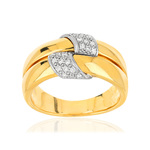 Bague 2 ors 750 double anneau diamants - vue 1