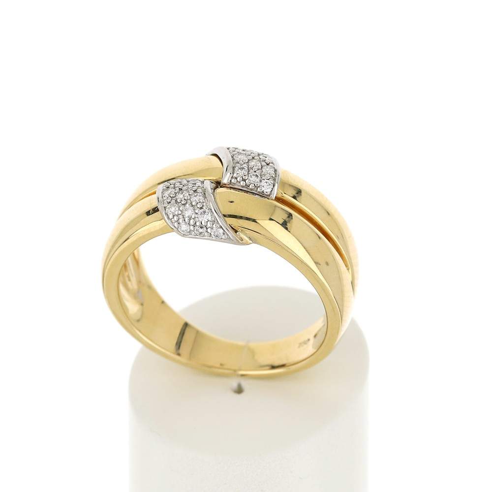 Bague 2 ors 750 double anneau diamants - vue 2