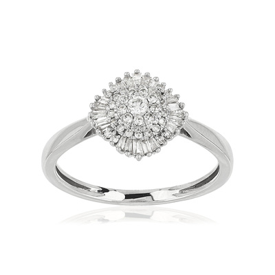 Bague or blanc 750 diamant - vue 1