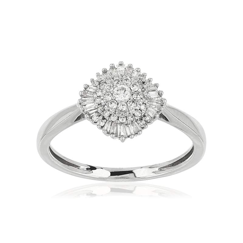 Bague or blanc 750 diamant - vue 1