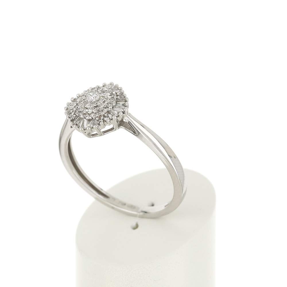 Bague or blanc 750 diamant - vue 3