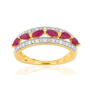 Bague or 750 2 tons rubis diamants