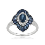 Bague or blanc 750 saphir diamant - vue 1