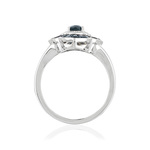 Bague or blanc 750 saphir diamant - vue 2
