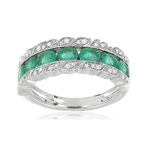 Bague or blanc 750 émeraude diamant
