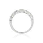 Bague or blanc 750 émeraude diamant - vue 2