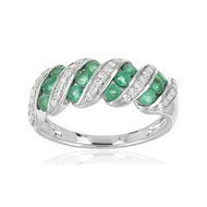 Bague or blanc 750 émeraudes diamants