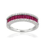 Bague or blanc 750 rubis diamant - vue 1