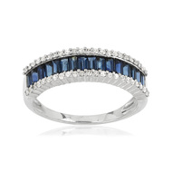 Bague or blanc 750 saphirs diamant