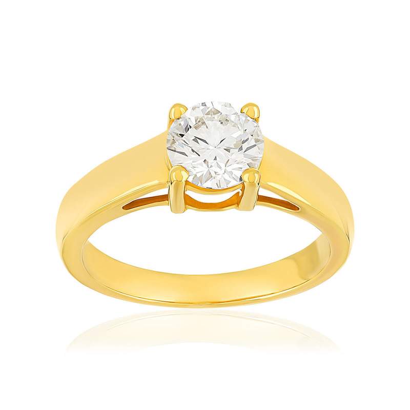 Solitaire or 750 jaune diamant - vue 1