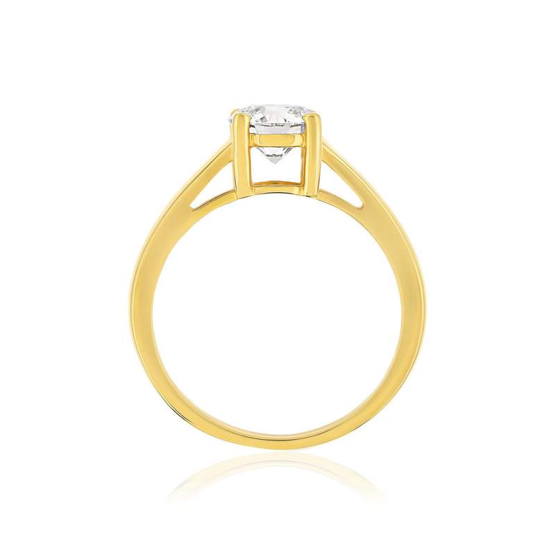 Solitaire or 750 jaune diamant - vue 2