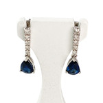 Boucles d'oreilles or 750 blanc saphir diamant - vue 1