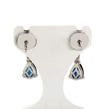 Boucles d'oreilles or 750 blanc saphir diamant