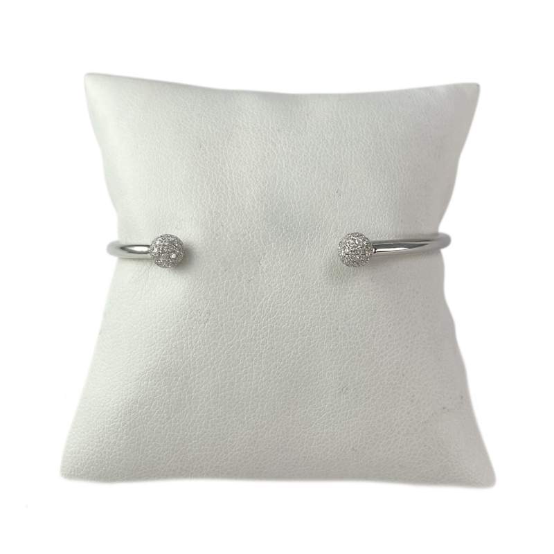 Bracelet rigide or 750 blanc diamant - vue 2