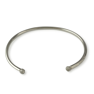 Bracelet rigide or 750 blanc diamant - vue 1