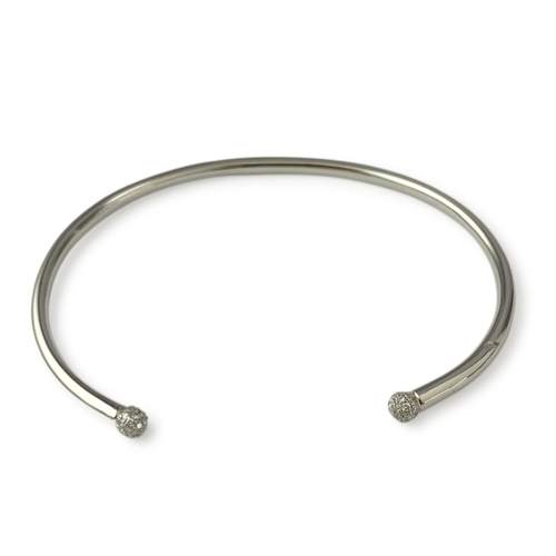 Stijf gouden armband 750 witte diamant