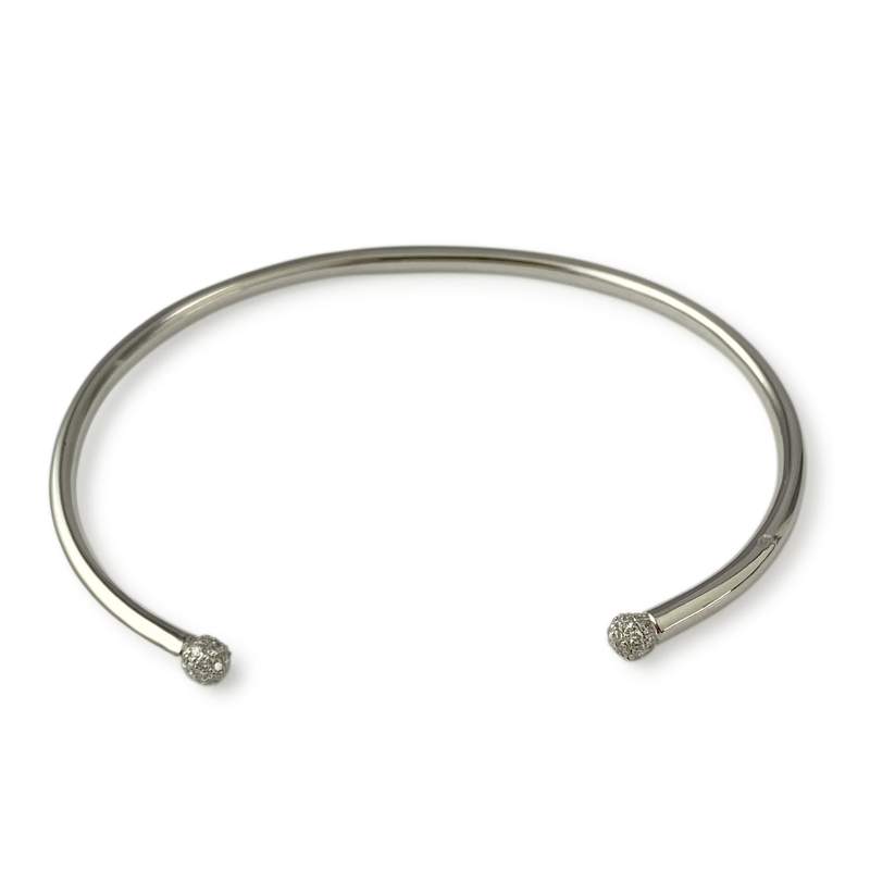Bracelet rigide or 750 blanc diamant - vue 1