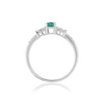 Bague or 750 blanc emeraude diamant - vue 2