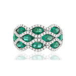 Bague or blanc emeraude diamant - vue 3