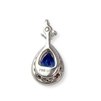 Pendentif or 750 blanc saphir et diamant