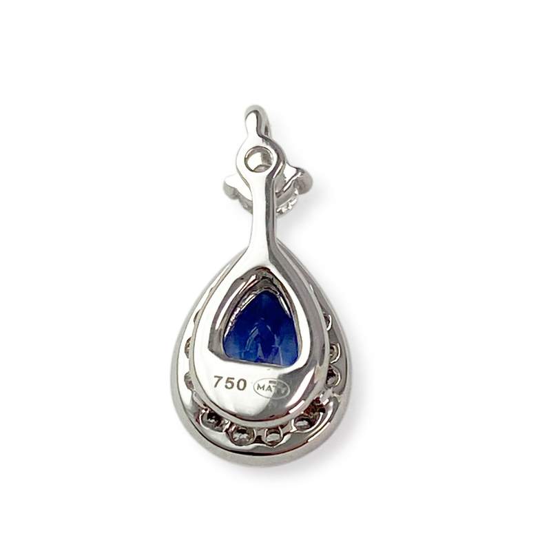 Pendentif or 750 blanc saphir et diamant - vue 2