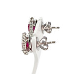 Boucles d'oreilles or 750 blanc rubis et diamant - vue 2