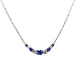 Collier or 750 blanc saphirs et diamants - vue 1