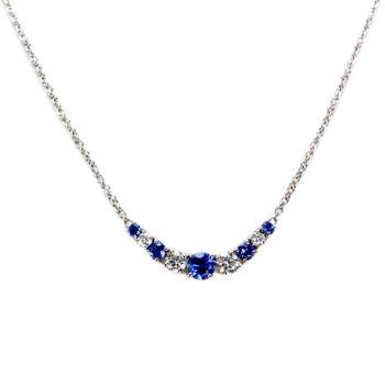 750 witgouden saffieren en diamanten collier