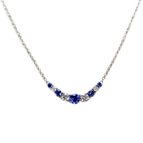 Collier or 750 blanc saphirs et diamants