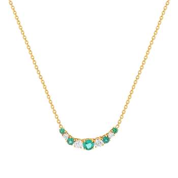 750 Yellow Gold Necklace with Emeralds and Diamonds