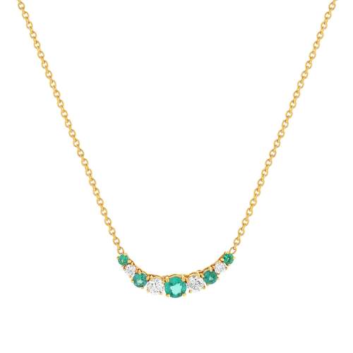 Collier or 750 jaune émeraude et diamant