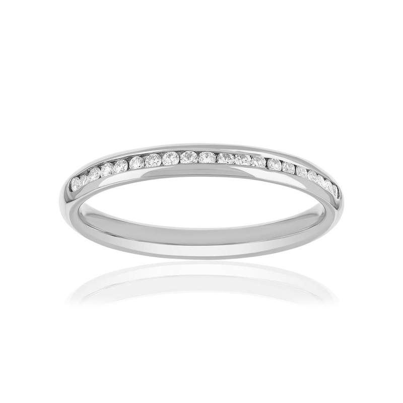Alliance platine 950 demi tour diamant - vue 1