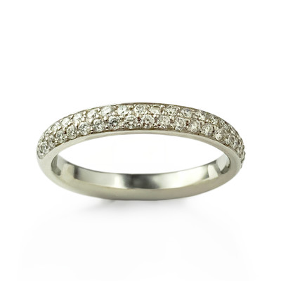 Alliance platine 950 demi tour diamant - vue 1