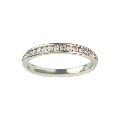Alliance platine 950 demi tour diamant - vue 1