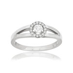 Bague solitaire or 750 blanc diamant - vue 1