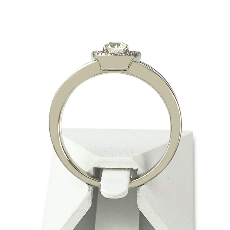 Bague solitaire or 750 blanc diamant - vue 3