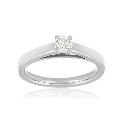 Bague solitaire platine 950 diamant 30/100e de carat - vue 1