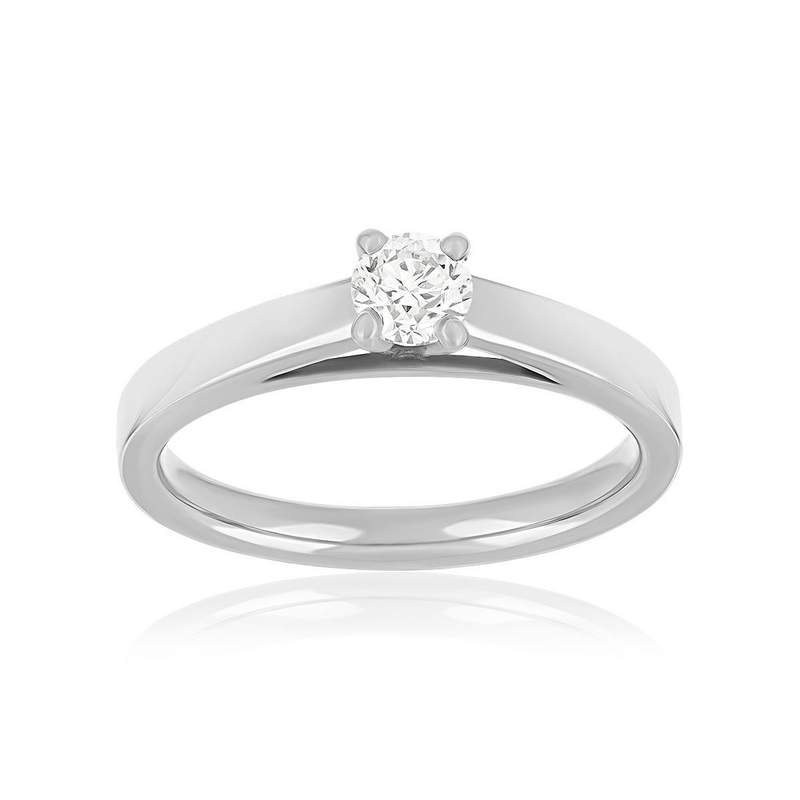 Bague solitaire platine 950 diamant 30/100e de carat - vue 1