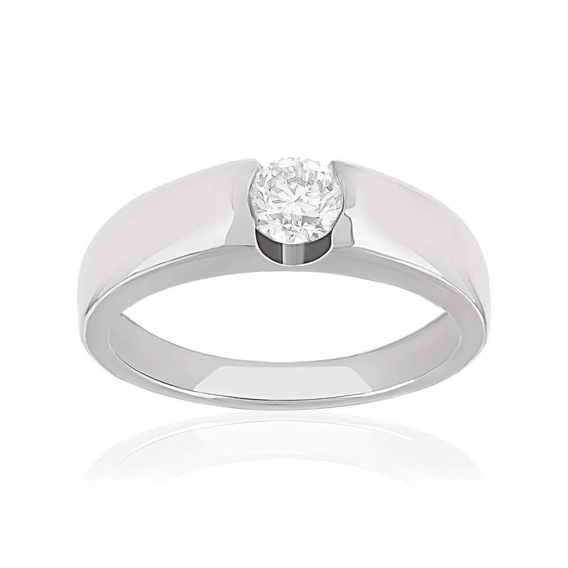 Bague solitaire platine 950 diamant 50/100e de carat - vue 1